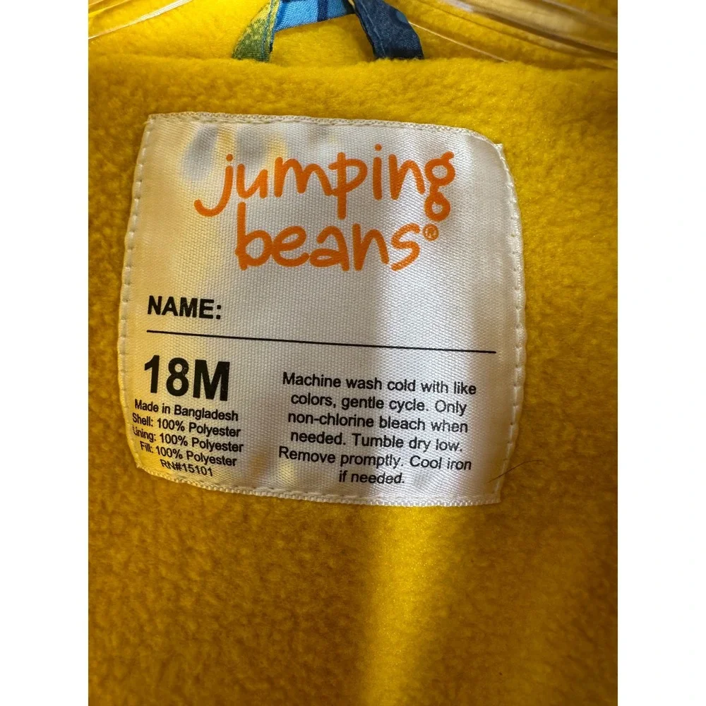 Jumping Beans Toddler Blue Construction Truck Fleece Lined Puffer Jacket 18M